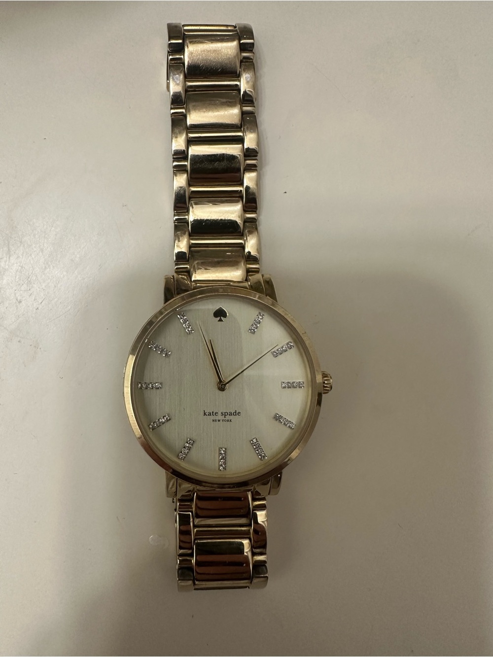 kate spade Gold and White Crystal Accent Bracelet Watch